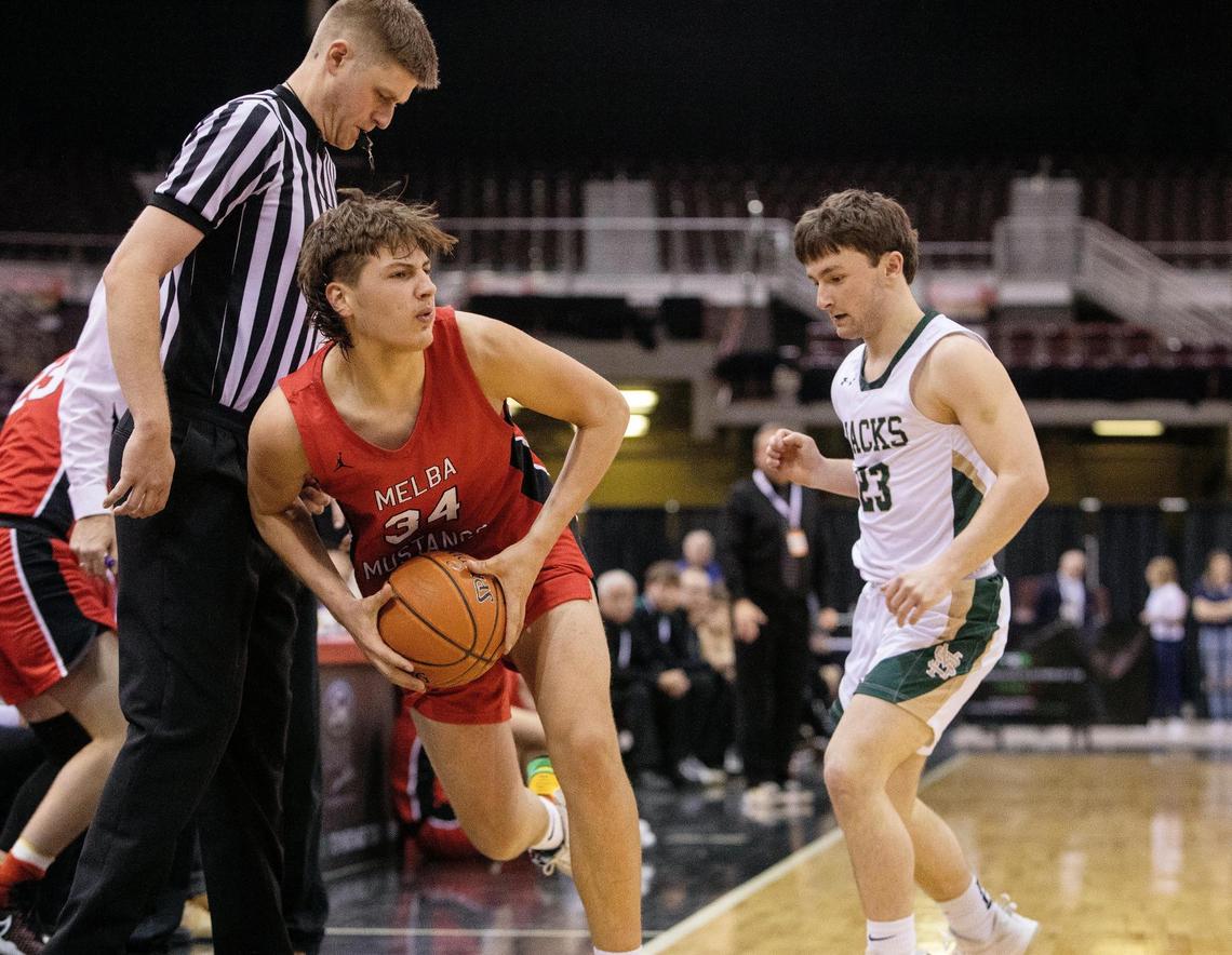 Melba’s Cache Beus, left, is one of two returning All-Idaho players for the Mustangs, who will try to defend their 2A state title this season.
