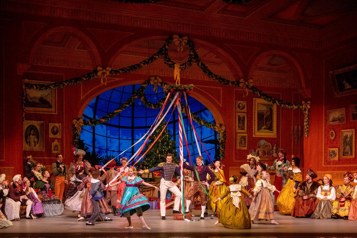 Ballet Idaho academy children dance under the maypole at the festive Christmas party at the Stahlbaum’s in Ballet Idaho’s new production of “The Nutcracker.” It opened Dec. 19, 2019 at Boise’s Morrison Center.