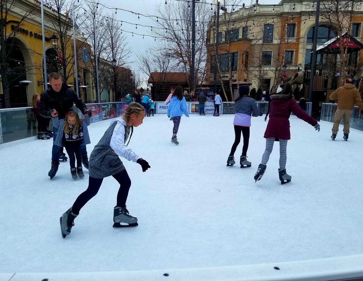 The outdoor ice skating rink is one of the winter draws at The Village. The cold weather doesn’t have any effect on skaters.