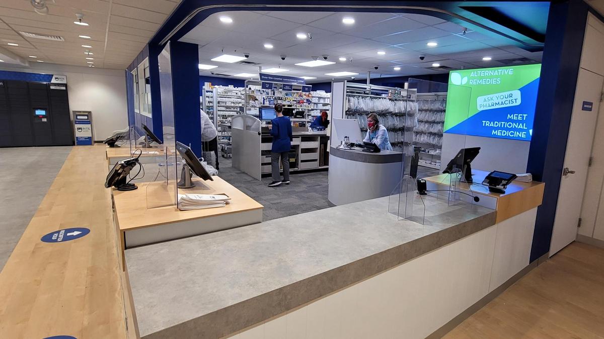 The pharmacy inside the remodeled Rite Aid at 15th and State streets in Boise has been opened up to make pharmacists working at a desk more accessible to customers. The company hopes to increase pharmacist interaction with those filling prescriptions from 20% to 80%.