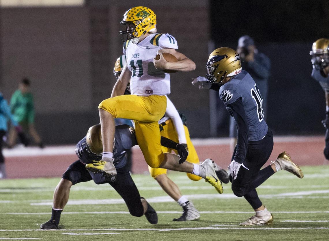 Borah quarterback Austin Bolt proved to be a challenge for Capital’s defense Thursday at Dona Larsen Park in Boise. Bolt rushed for 289 yards, racked up 350 total yards and scored all six touchdowns in the Lions’ 42-35 win.