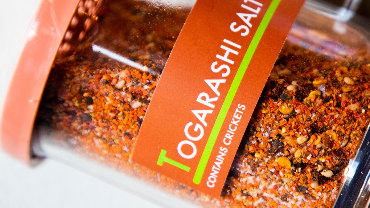 The Japanese spice blend Togarashi includes chile peppers, orange peel, sesame seeds, Japanese pepper, ginger and seaweed. Boise Fry Co. offers one mixture with ground-up crickets and a second blend without.