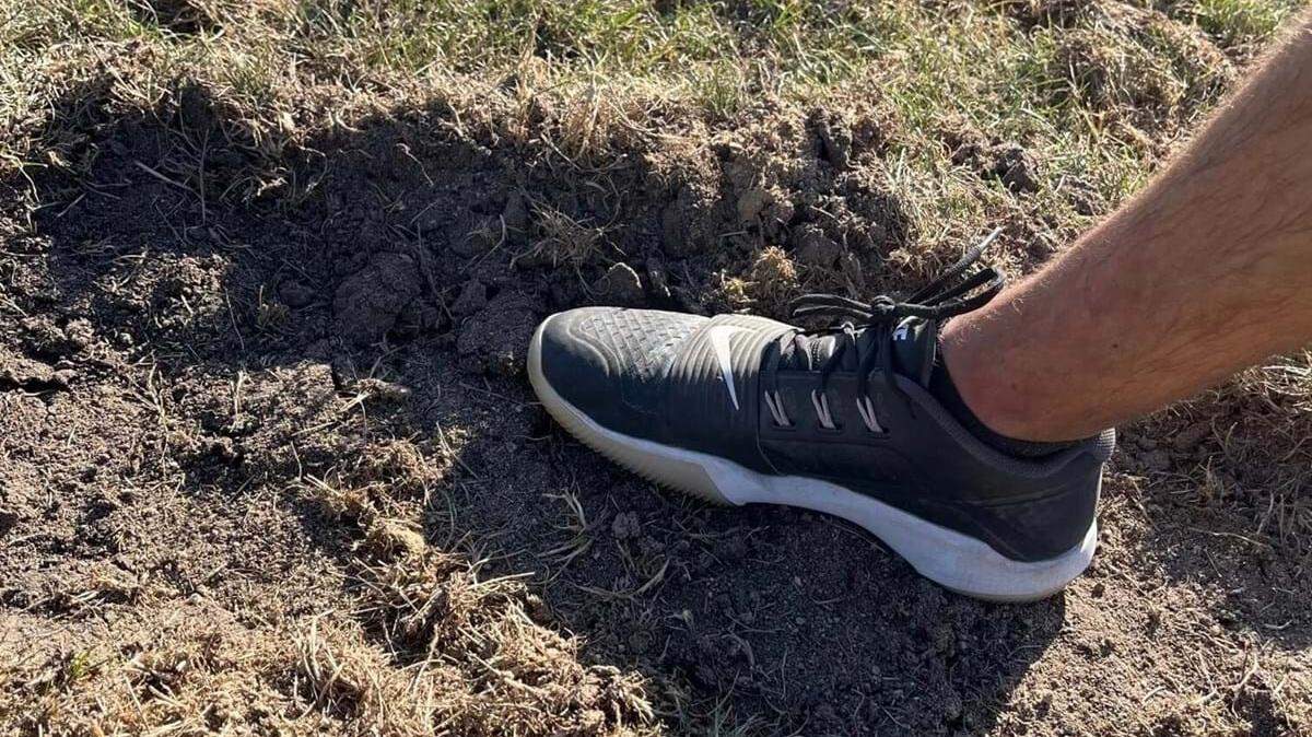 Damage to the field included some deep tears and divots.
