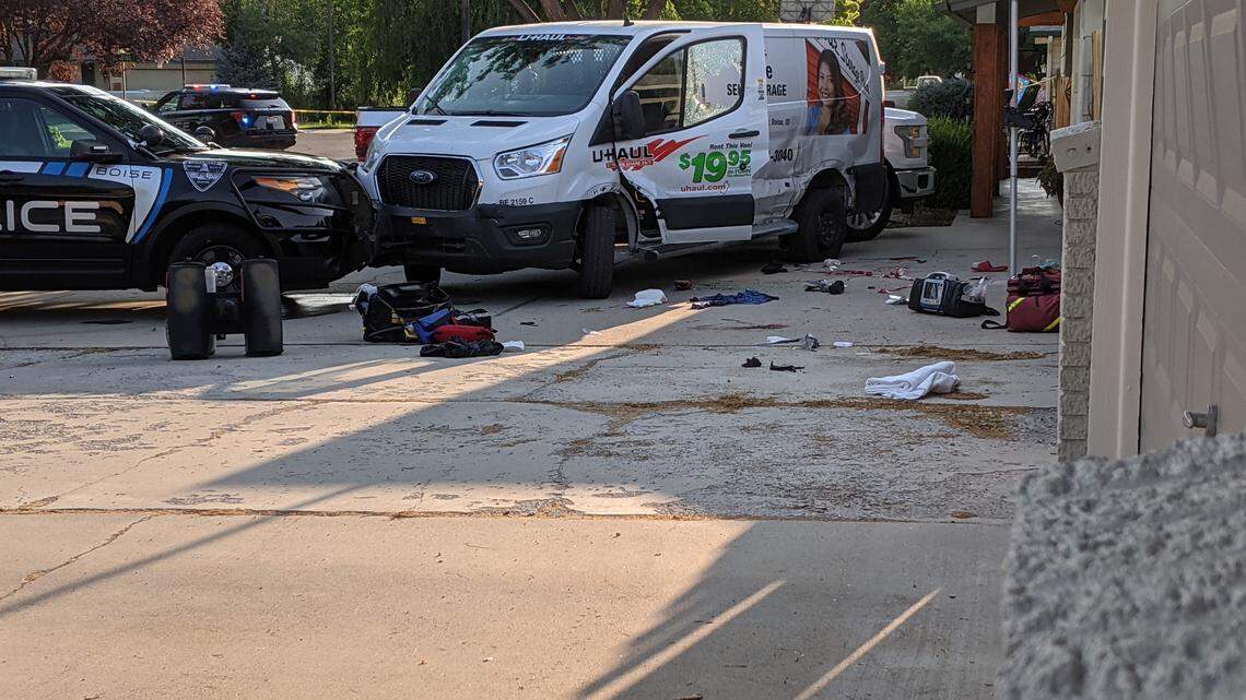 A suspect who caused a police pursuit to be halted, according to the Boise Police Department, was later relocated on July 11 in a stolen U-Haul moving van. At least one officer fired his weapon at the driver in the 10000 block of Riley Court after the suspect allegedly rammed into a police vehicle multiple times.