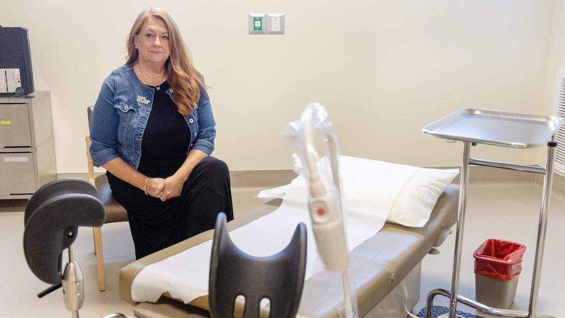 Rebecca Gibron, CEO of Planned Parenthood Great Northwest, Hawaii, Alaska, Indiana, Kentucky, sits in one of the ambulatory surgical spaces at the Planned Parenthood health center in Meridian. The surgical space was built to care for clients having abortion procedures, but Idaho banned abortion in 2022.