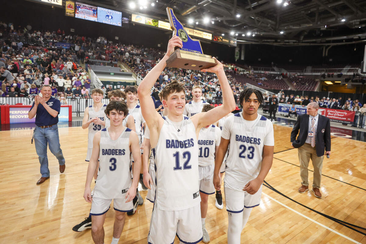 Bonners Ferry senior Asher Williams, with trophy, was voted the 4A All-Idaho Player of the Year for the third straight season by the state’s coaches.