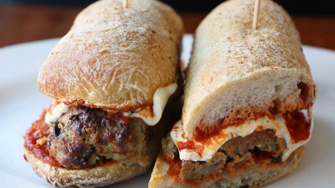 The OGC NY Hero sandwich: three classic meatballs, tomato sauce and mozzarella cheese.