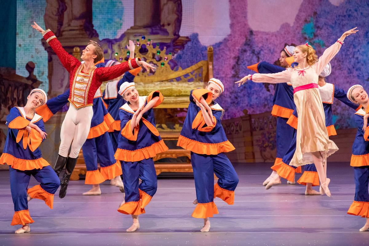 The second act, the Salt Water Taffy Sailors wear Boise State colored sailor suits.