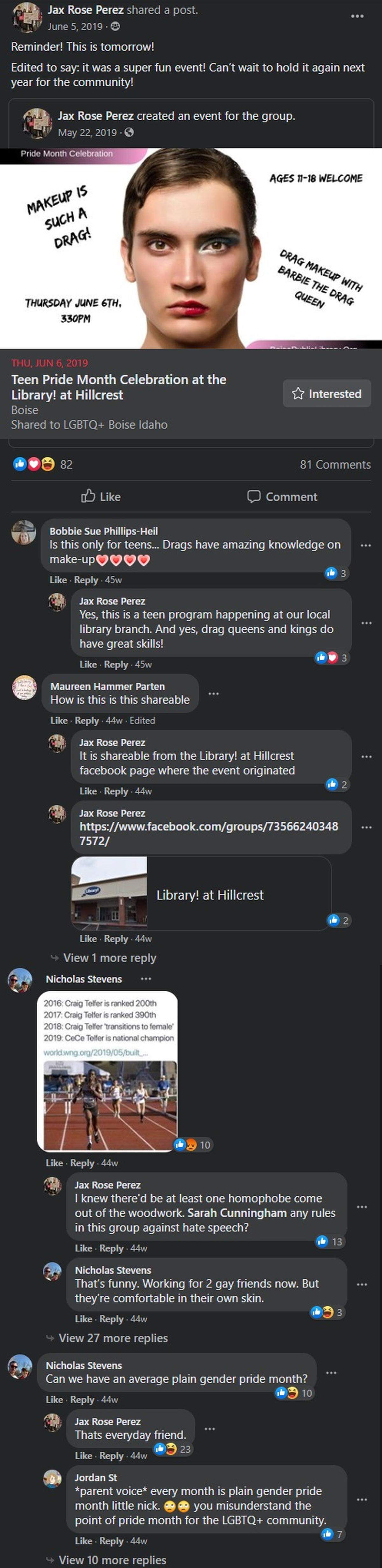 A screenshot of the Facebook post advertising the event.