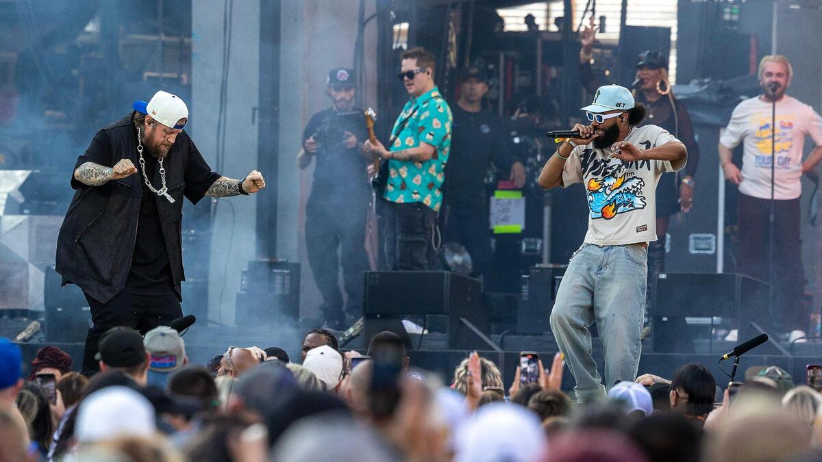 Jelly Roll performs during Post Malone’s Big Ass Stadium Tour stop in Idaho at Boise State’s Albertsons Stadium Tuesday, June 24, 2025..