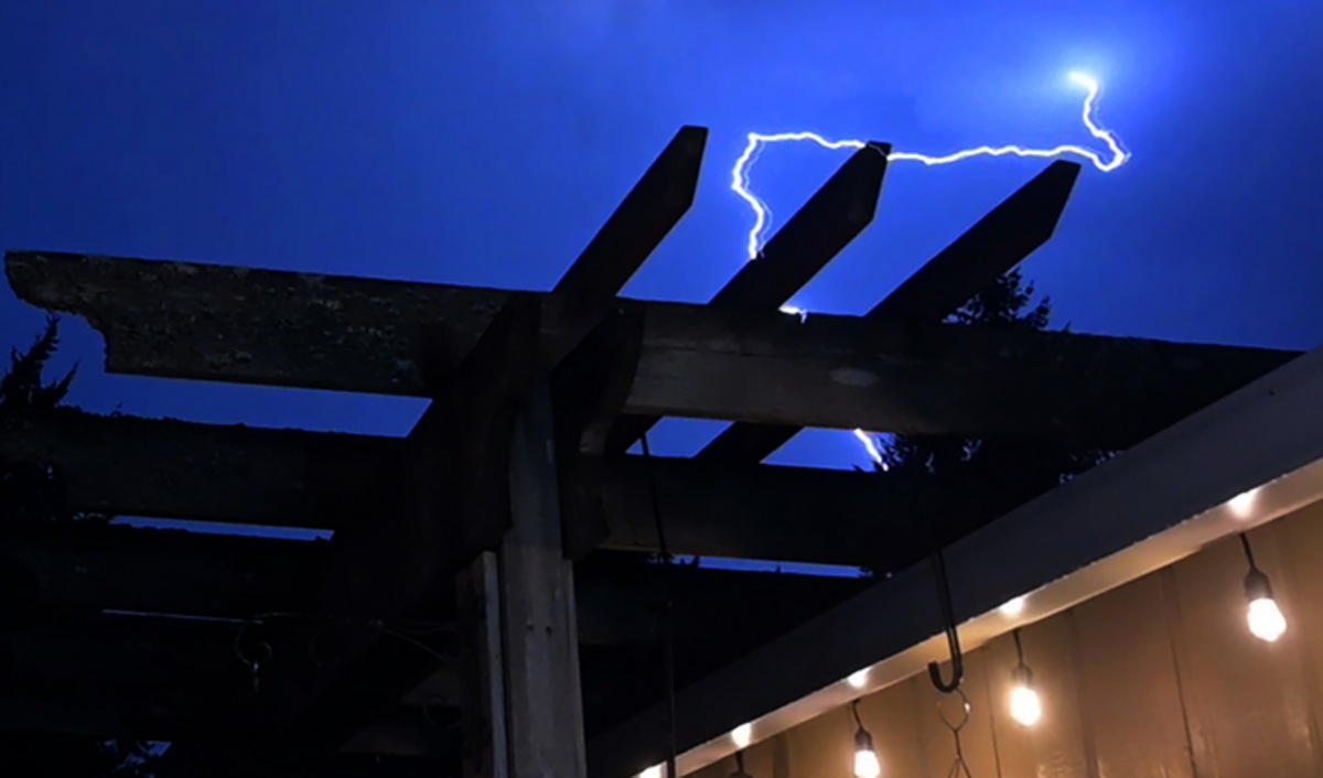 Lightning strikes above Thurston County in the early hours of Tuesday morning.