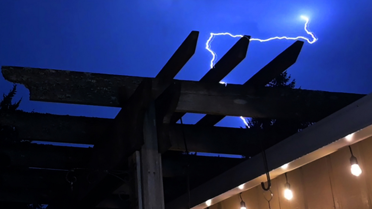 Lightning strikes above Thurston County in the early hours of Tuesday morning.