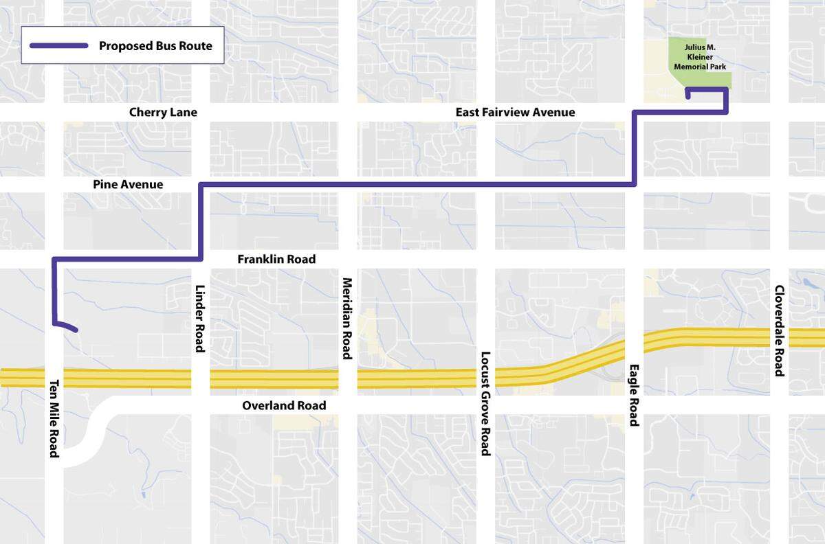 The proposed bus route would run from Ten Mile Road to The Village at Meridian.