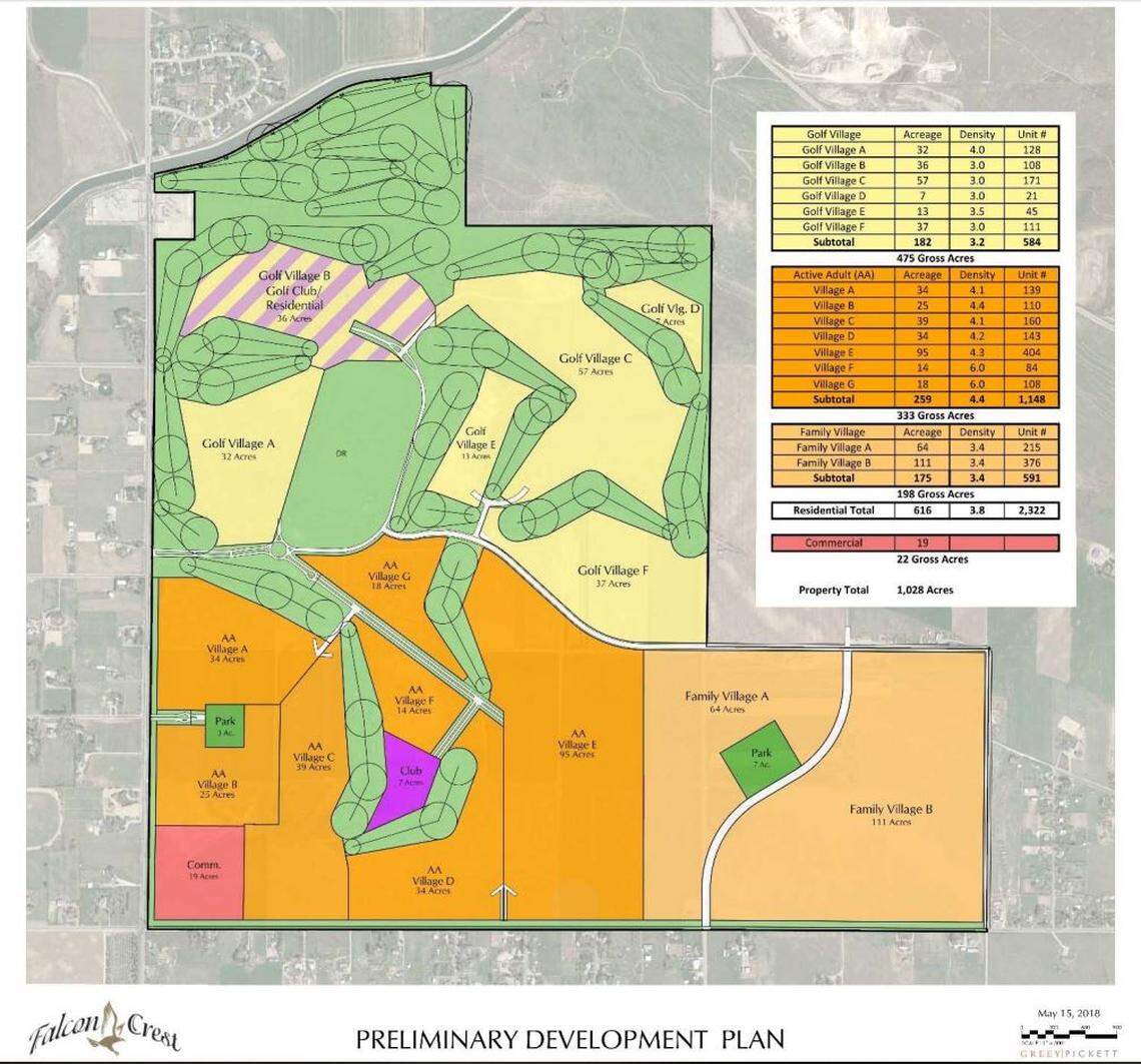 This map appears in the Ada County Highway District’s analysis of the proposal for the Falcon Crest golf community in Kuna. More than 2,000 homes could be built on more than 1,000 acres.