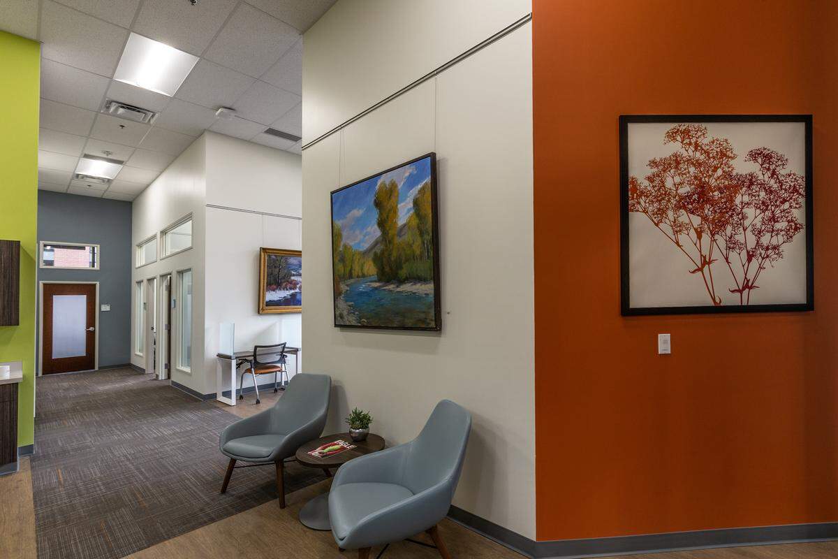 An interior view of Office Evolution in Boise.