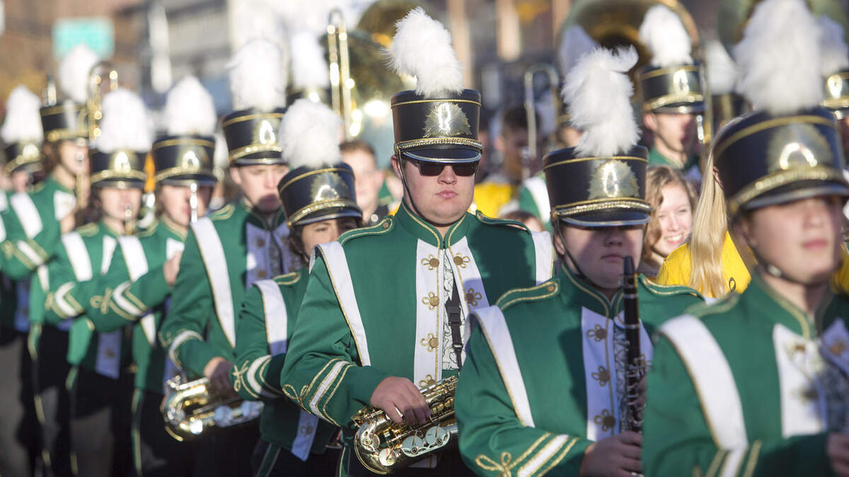 The Borah High band performs at the Veterans Parade in 2016.