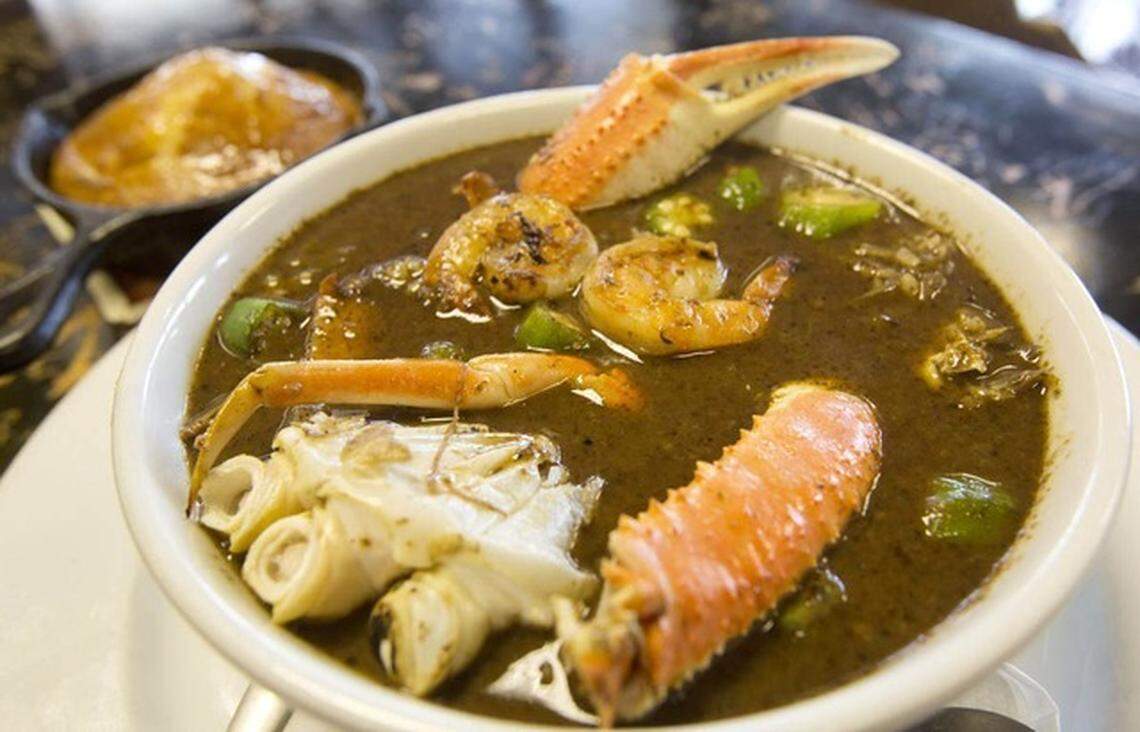 Shanaz’ secret recipe seafood gumbo and cornbread.