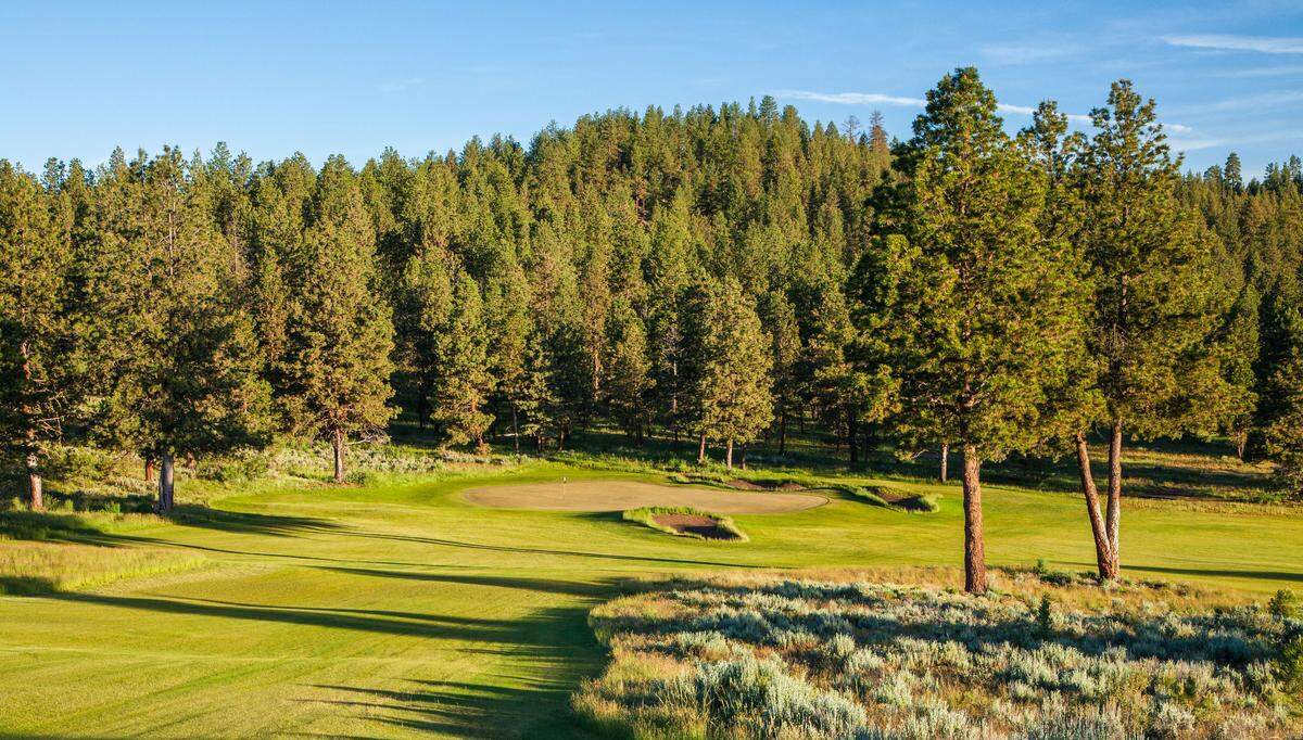 Nine of the greens at The Links at Silvies Valley Ranch were designed to play from two different angles as part of the reversible concept.