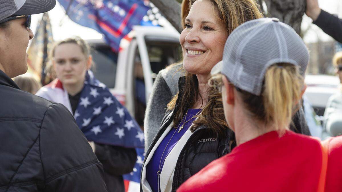 Idaho Lt. Gov. Janice McGeachin arrives at a rally to support truckers and protest against COVID-19 vaccination mandates for employment on March 2, 2022 in Boise.
