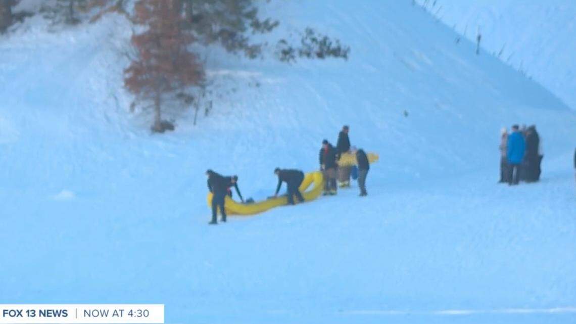 A 16-year-old boy hit his head while sledding at a snow safety event at Tibble Fork Reservoir in Utah, authorities say. He was airlifted to a hospital.