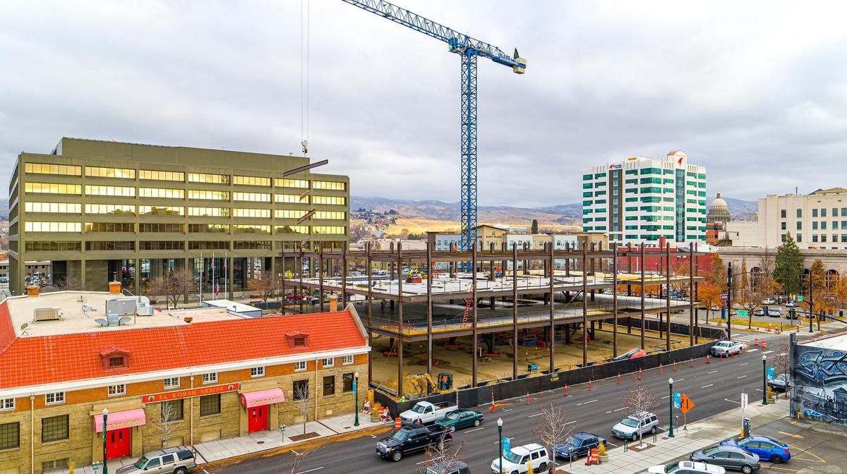 The 11th and Idaho building began taking shape in late 2019. The 10-story office building, south of the Boise Plaza building, is scheduled to be completed by the end of 2020. It will have 191,000 square feet, a rooftop deck and a lobby with 18-foot glass walls.