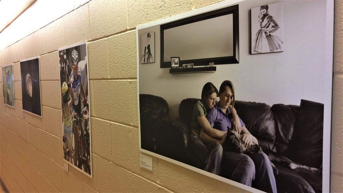 Pictures by the paper’s staff photographers line portions of the main hallways inside the Idaho Statesman building at 1200 N. Curtis Road. Photo by David Staats