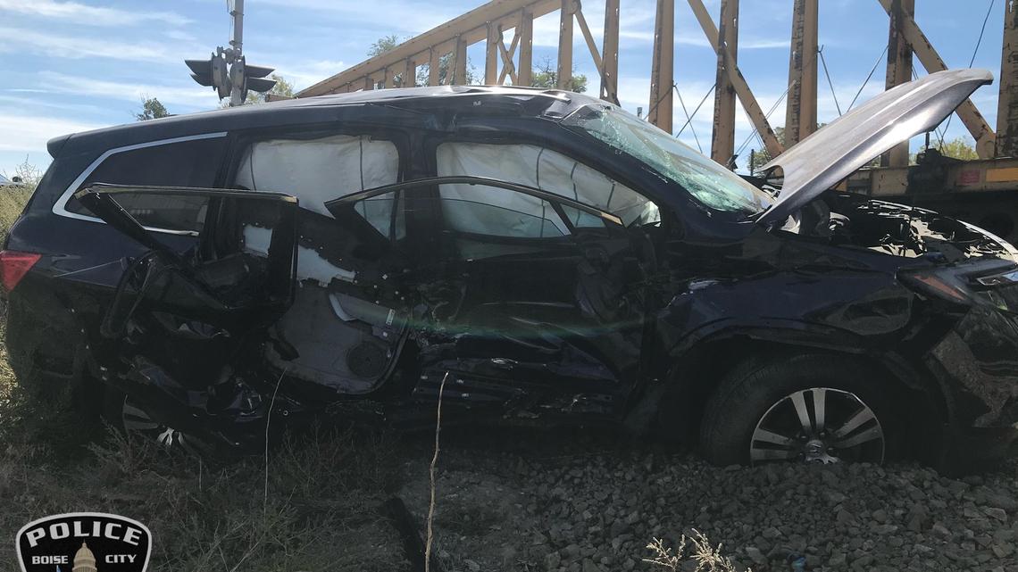 A train collided with the passenger side of a vehicle after the driver failed to obey signals to stop on Thursday, according to Boise Police.