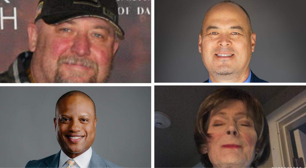 Nampa mayoral candidates, from left, top row, Justin Buchholz and Rick Hogaboam, bottom row, Eric Myricks and Suzi Robinson.