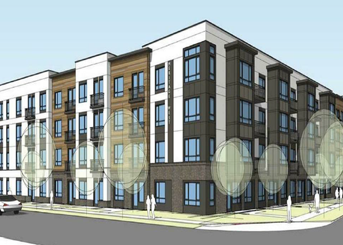 An architect’s rendering of the Meritage West apartment building.