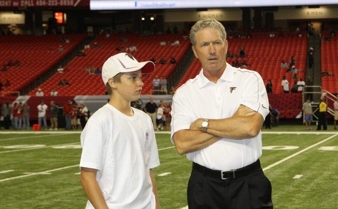 Dirk Koetter (right) was the head coach at Boise State from 1998 to 2000. He went on to become offensive coordinator for the Jacksonville Jaguars, Tampa Bay Buccaneers and Atlanta Falcons, and spent three seasons as the Buccaneers head coach. His son, Davis (left), transferred to Boise State last year after he spent four years at Portland State.