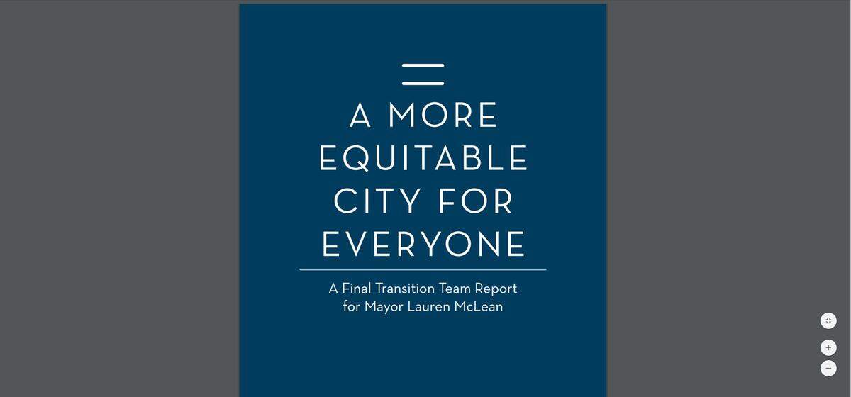 A screenshot of a transition report given to Mayor Lauren McLean that recommends, among other things, free contraception, free internet and sexual education for students starting in Pre-K.