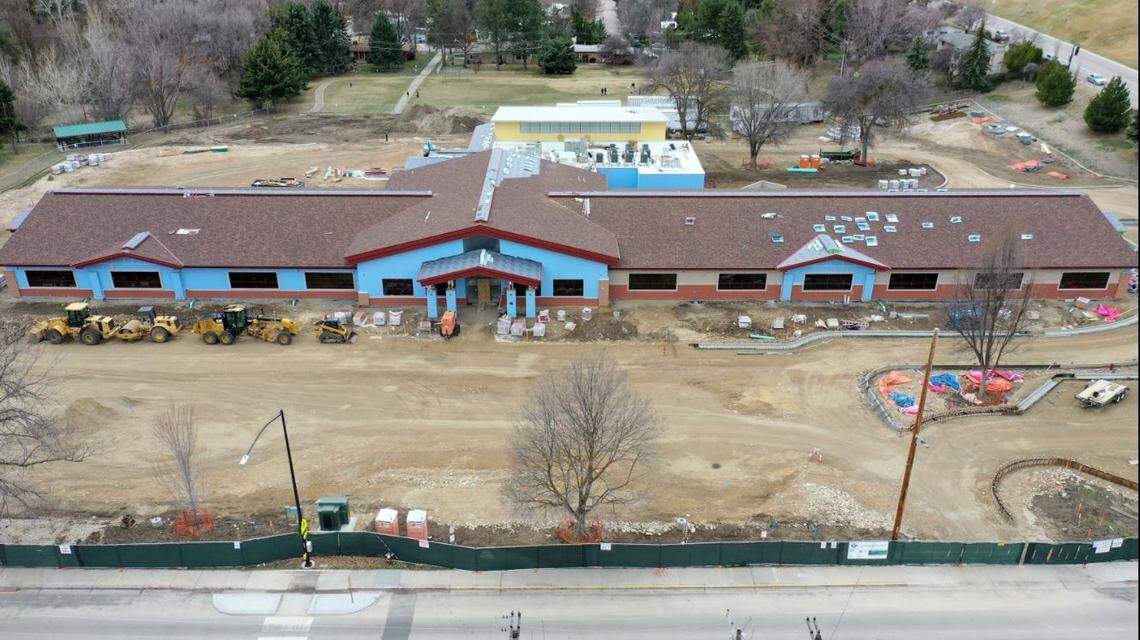 Boise’s new Highlands Elementary School, 3434 N. Bogus Basin Road, under construction in March 2020. The school will open this month.