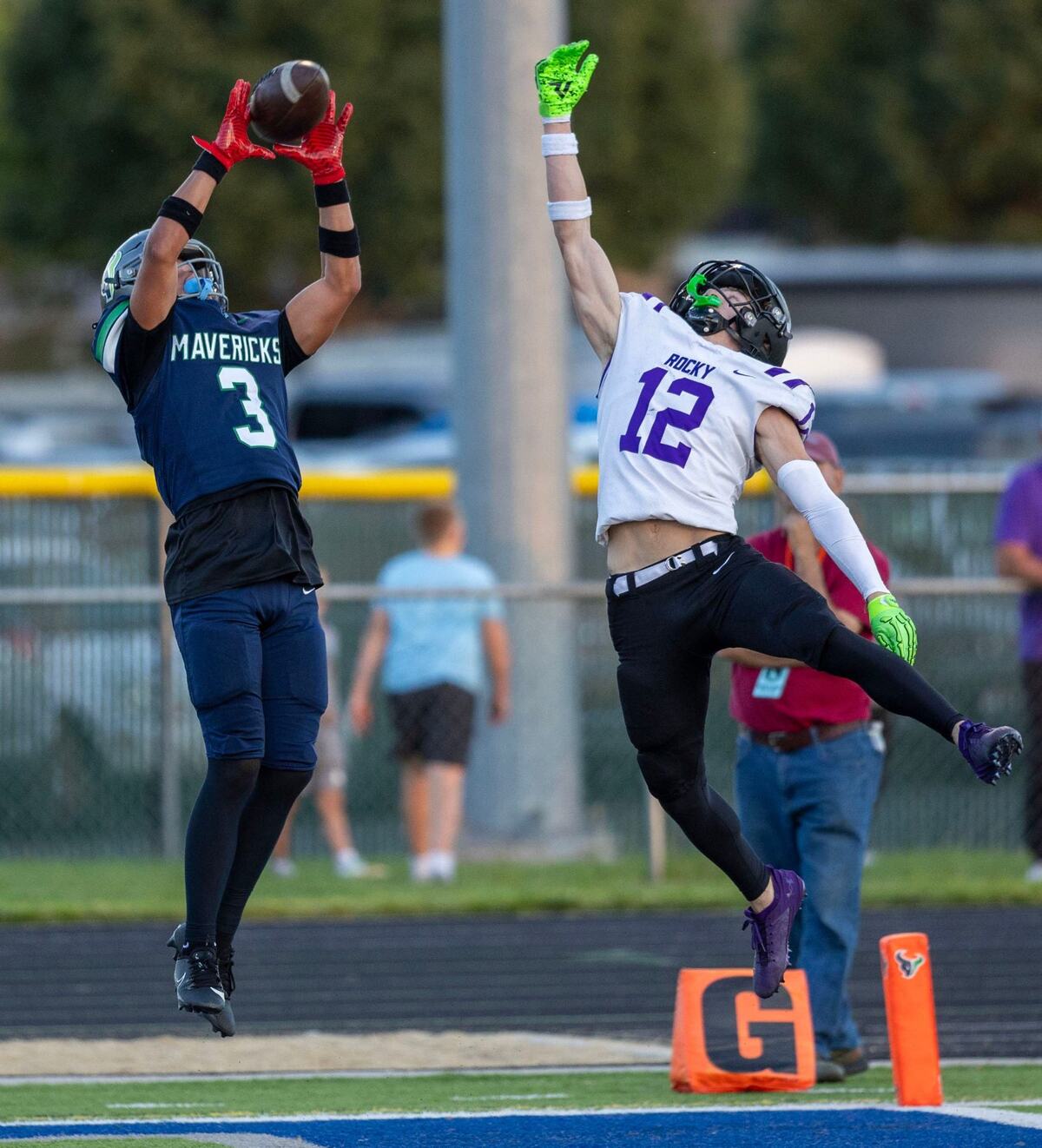 Mountain View wide receiver Brody Munson, left, is one of a league-high 17 returning starters for the Mavericks. 