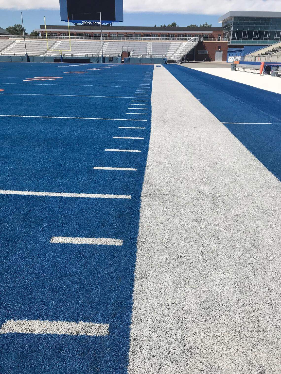 Some of the sidelines at Albertsons Stadium are beginning to bow.