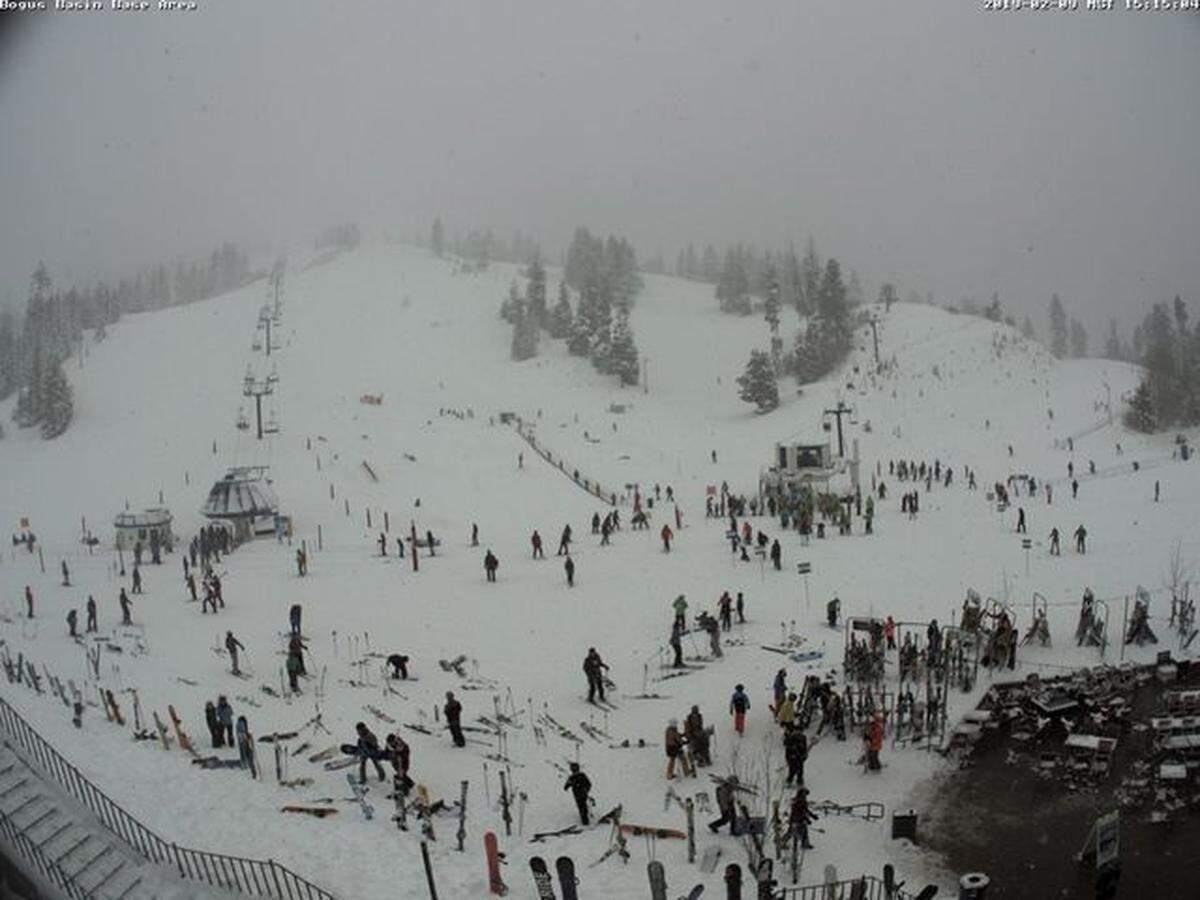 A camera on the lodge at Bogus Basin Mountain Recreation Ski Area captured this image of conditions at the ski area at about 3:15 p.m. on Saturday.