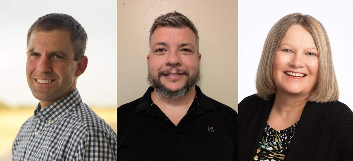 From left: Freddy Wheeler, Brian Shjerve and Brenda Drake Blitman. Blitman is hoping for a four-year-term in Zone 3 and the other two are vying for a spot on Kuna’s school board in Zone 4.