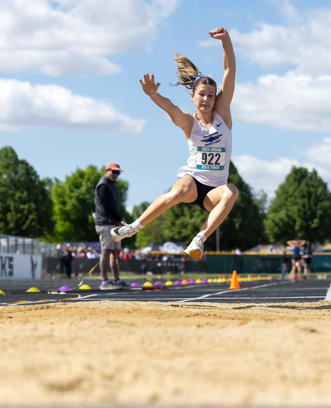 Nadja Burkholder of Timberline competes in the 5A triple jump at the 5A/4A state track and field championships last May at Mountain View High School.