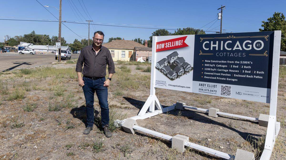 Developer Lee Gientke is planning seven cottage-style homes at the intersection of Chicago Street and 5th Avenue in Caldwell.