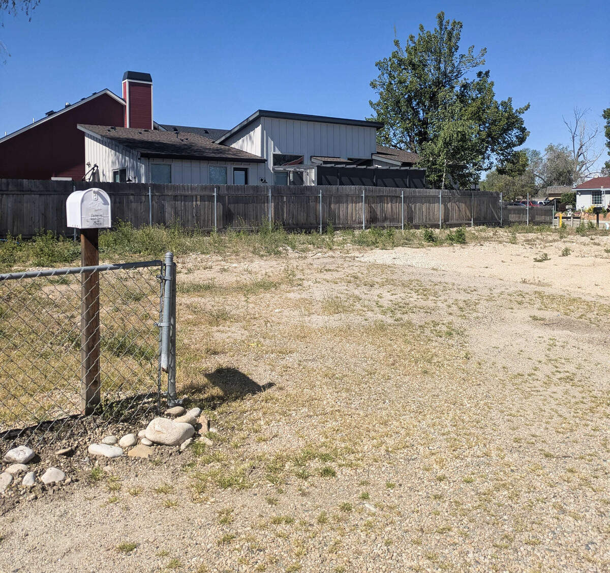 A mailbox sits on an empty lot at the corner of 36th and Clay streets in Garden City on Monday.