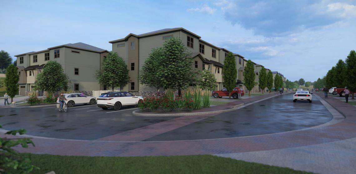 The Mountain View Townhomes units would each include a garage, living room, kitchen and two bedrooms.