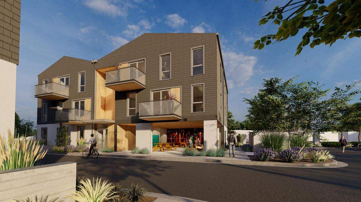 This architect’s rendering shows a view of a 35-apartement development at 2408 S. Broadway Ave., near Ivywild Park.