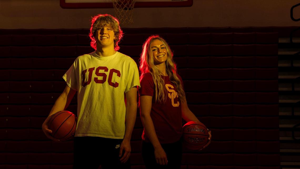 Owyhee’s Liam Campbell, left, and Boise’s Avery Howell were voted the 5A All-Idaho Basketball Players of the Year by the state’s coaches.