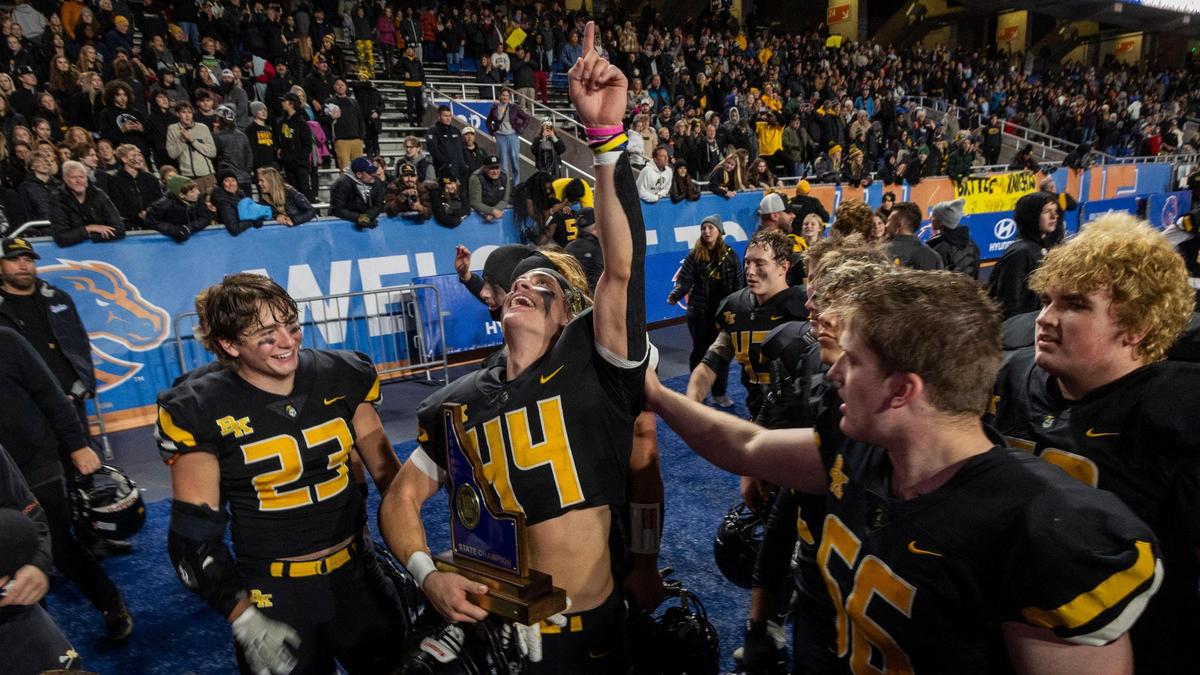 Bishop Kelly senior Peter Minnaert, center, was voted the 4A All-Idaho Football Player of the Year by the state's coaches. 