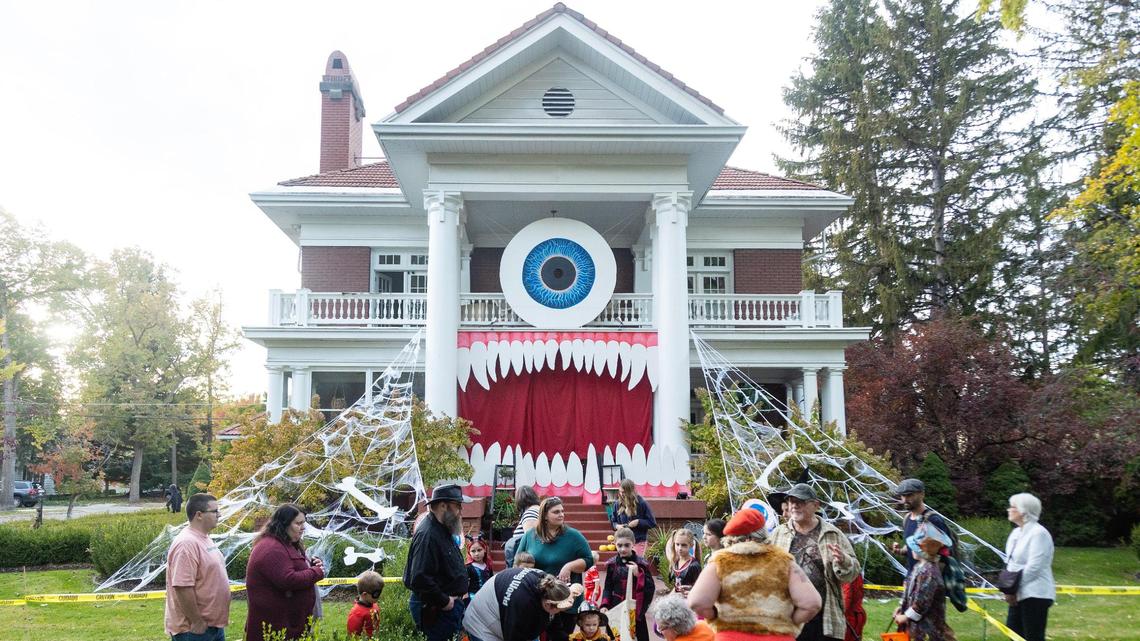 Elaborate Halloween decorations and residents donning unique costumes draw thousands to trick-or-treat on Harrison Boulevard in Boise during Halloween on Oct 31, 2022.