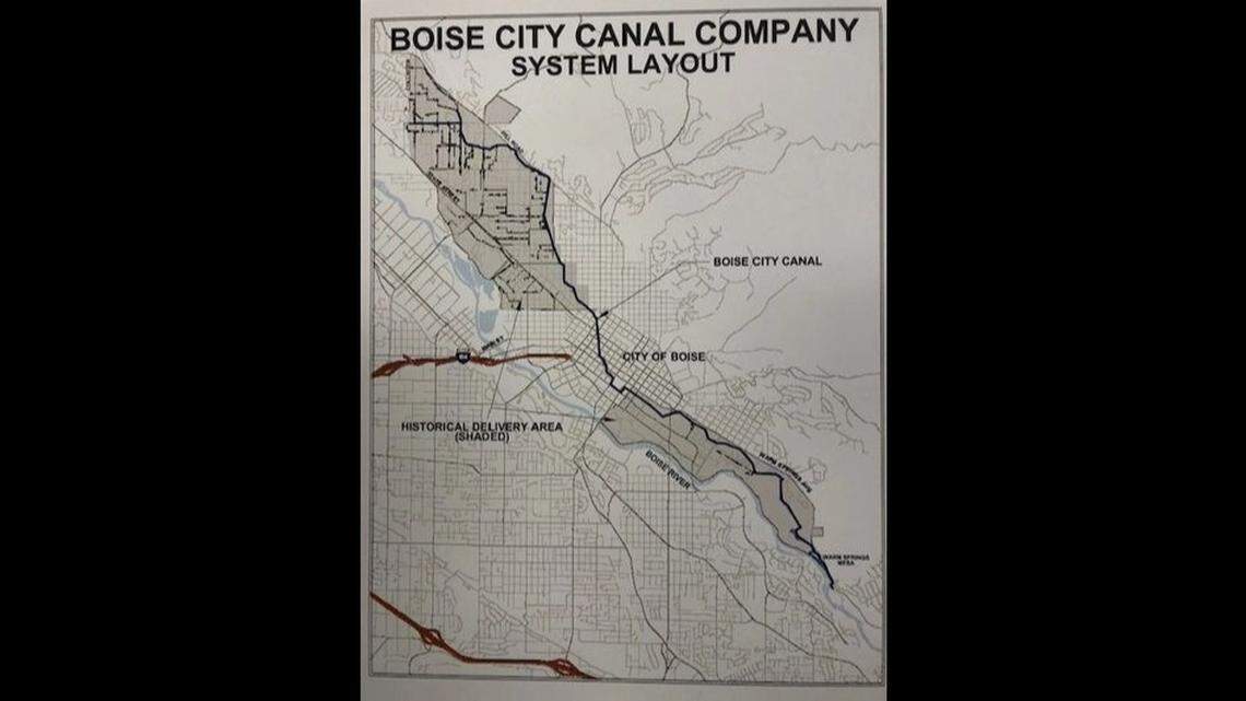 The Boise City Canal Company will shut down its canal in Boise six weeks early due to low water in the Boise River. This map shows the boundaries, starting in Southeast Boise and stretching to the city’s north.