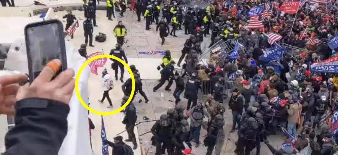 Yvonne St Cyr could be seen in photo evidence moving toward the Capitol Building after breaking through the police line.