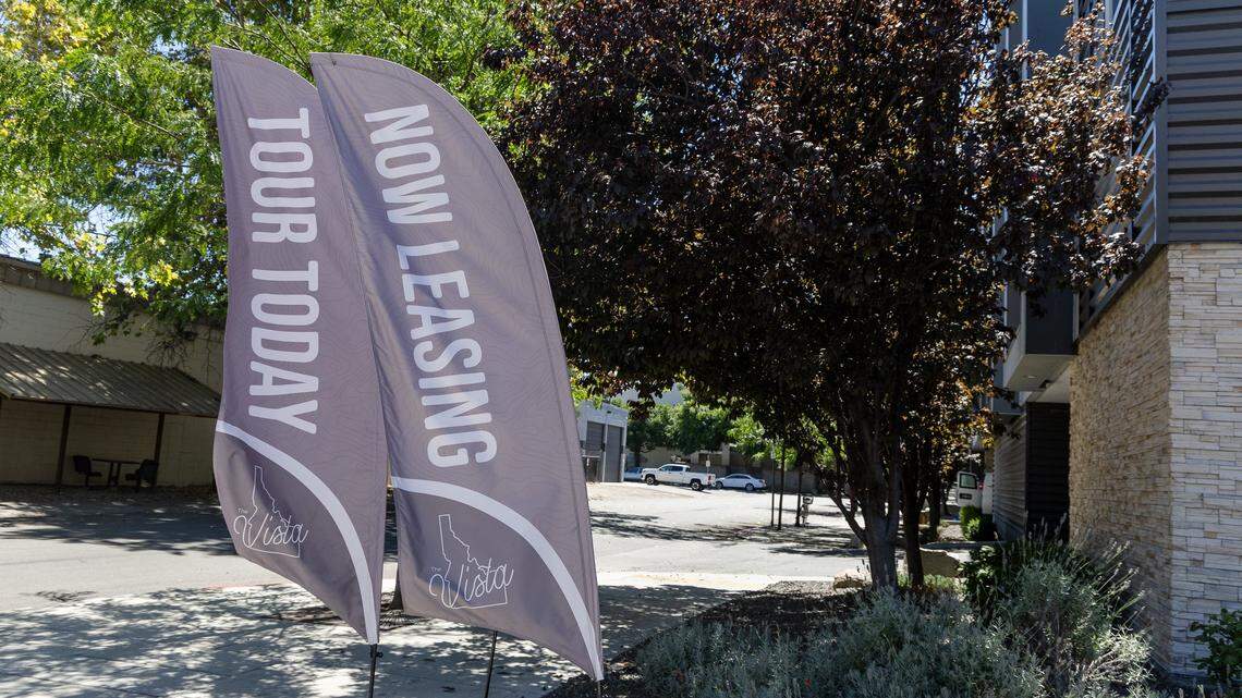 An apartment complex in Boise advertises available units, Wednesday, August. 6, 2024. Rent in Boise is on the rise.