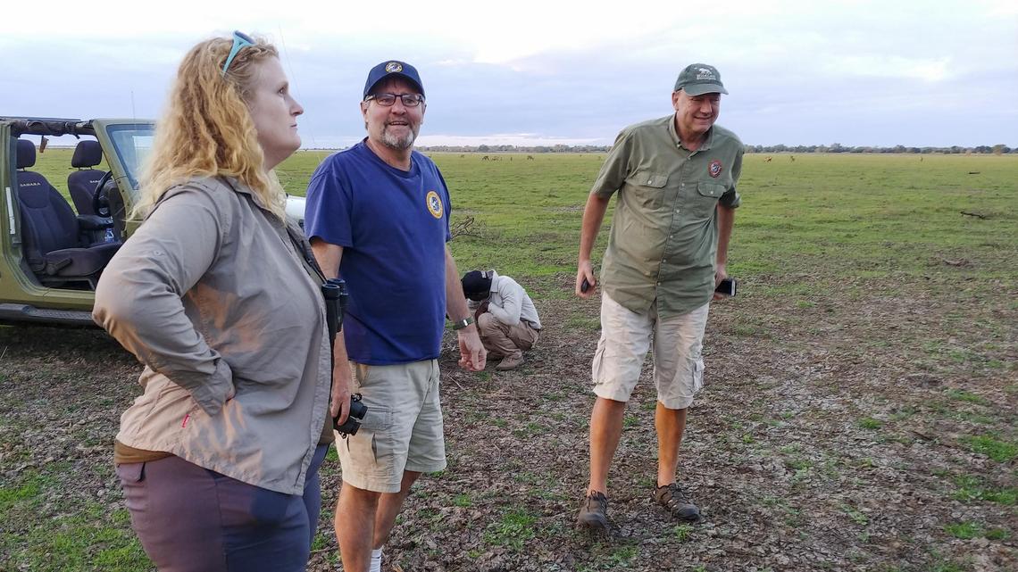 From left, Liz Littman, assistant director of Zoo Boise talks with Greg Carr, the Sun Valley philanthropist who has partnered with the Mozambique government to restore Gorongosa National Park, and Vasco Galante, the park’s communications director.