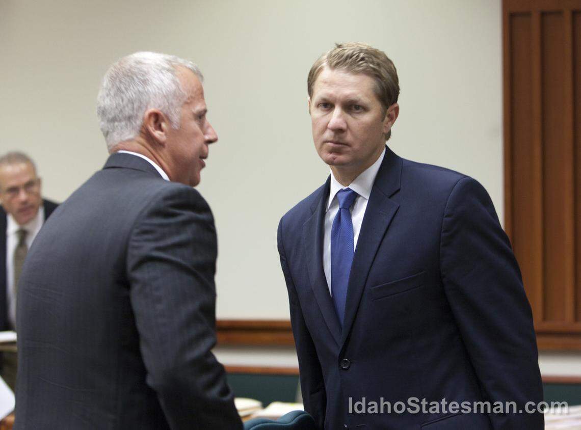 State Sen. John McGee, right, leaves the courtroom on in July 2011 with his attorney, Scott McKay, after pleading guilty in a plea agreement to driving under the influence of alcohol. 
