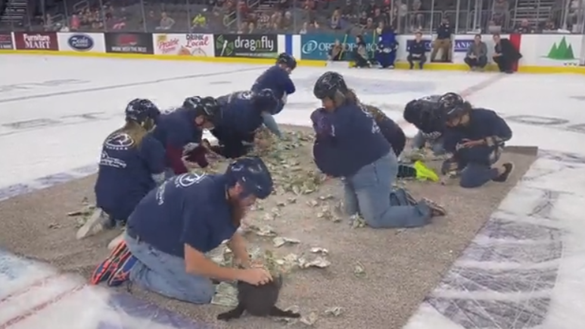 Teachers competed in a Dash for Cash promotion at a South Dakota hockey game to raise money for their classrooms, but the promotion drew scorn on social media.